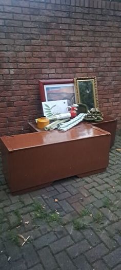 2 Antique Oak Trunks Seats
