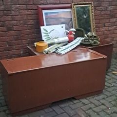 2 Antique Oak Trunks Seats
