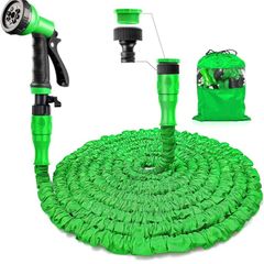 50 FT Expandable Garden Hose with 3/4", 1/2" Fittings, Anti-Leakage - Flexible Expanding Hose with 8 Function Spray Nozzle MULTIPLE COLOURS/SIZES AVAILABLE (FREE POSTAGE)