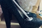 Black Glitter High Heels