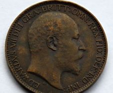 1903 farthing bronze british edwardian era coin