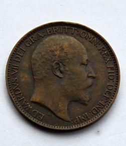 1903 farthing bronze british edwardian era coin