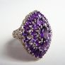 Huge amethyst multistone ring, sterling silver, size N Image 2