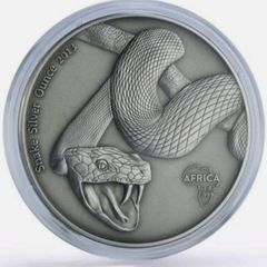 Gabon African Snake silver coin 2013 antique