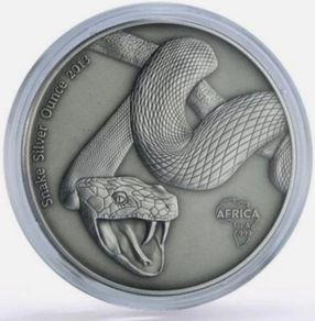 Gabon African Snake silver coin 2013 antique