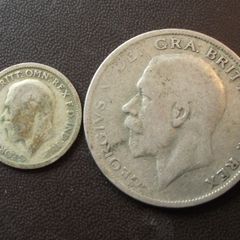 Great Britain. George V. 2 Silver coins: Half Crown & 6 Pence (1928)