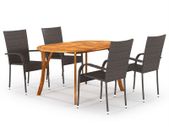 5 Piece Garden Dining Set Brown