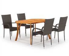 5 Piece Garden Dining Set Brown