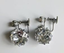 Vintage silver tone rhinestone screw back earrings