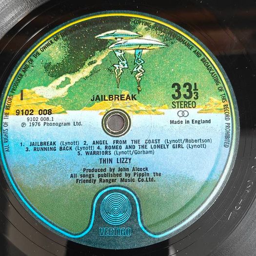 Thin Lizzy, Jailbreak G/F UK LP, original press, spaceship labels