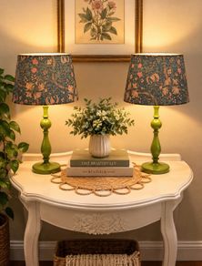 Pair of upcycled lamps with William Morris design