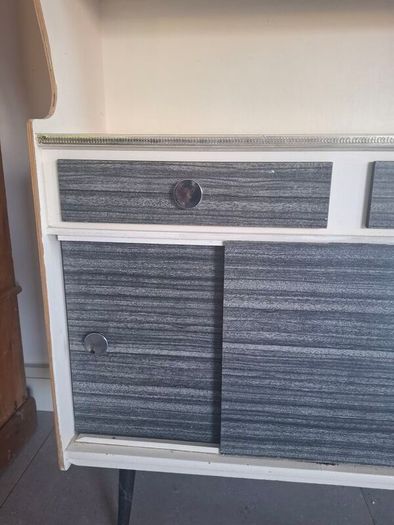mid century grey formica cupboard