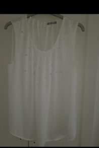 ladies white shiffon peral detail top