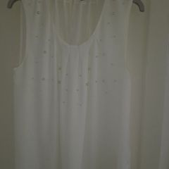 ladies white shiffon peral detail top