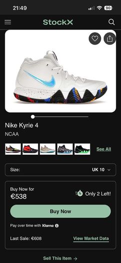 Kyrie 4 NCAA Size 11 Basketball Shoe