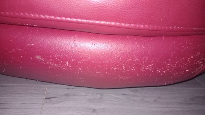Red Leather curved sofa.. very large!