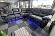 Sara Leather Electric Recliner Corner Sofa Grey