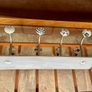 New Unused Stylish Entryway Mounted Ceramic and Brass Coat Hanger Image 8