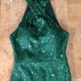 Long halter neck slim emerald green gown Image 8