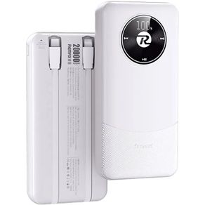 REMAX - RPP-38 20000mah Pinjur Series PD+QC Built In Cable Fast Charging Power Bank ( PD 20W + QC 22.5W ) - White