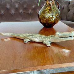 Large vintage Brass Decorative Crocodile Nutcracker