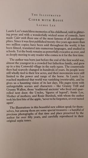 Cider With Rosie By Laurie Lee.   BEAUTIFUL ILLUSTRATED  EDITION 1989. Hardback With Dustjacket In Very Good Condition. Large Volume Book.