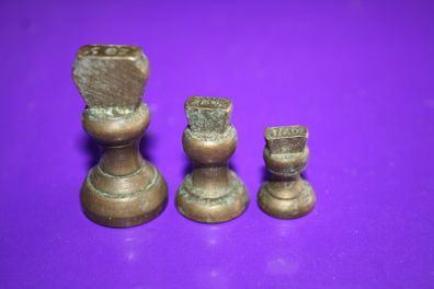 Antique Imperial Small Aged Brass Bell Weights - Apothecary - Kitchen Scales