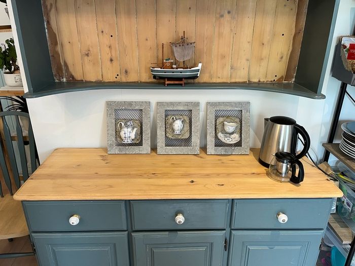 Original Mixed Media Art - Set of 3 Framed Porcelain Tea Set Sculptures | ACE Griesel Art Studios