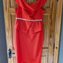Orange Belted Peplum Bardot Dress Image 2