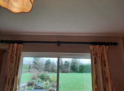solid wood pole and pair of holdbacks