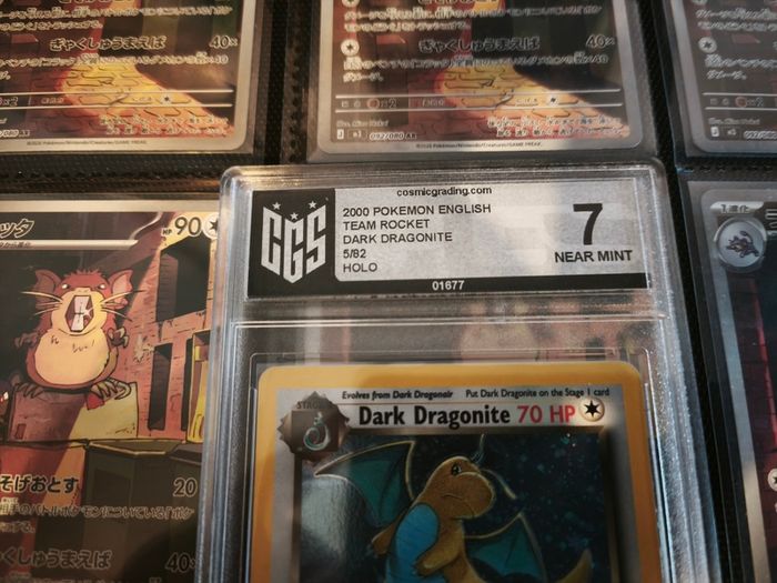 Dark Dragonite ! Holo Rare ! from Team Rocket Set ! CGS GRADED ! 7 Near Mint ! 2000 ! Vintage Pokemon Card ! PSA !