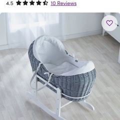 Moses Basket With Stand with Bedding with Mattress