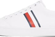 Tommy Hilfiger Men's Vulcanized Sneakers Core Stripes Mesh Low Top, White, EU 44, UK 10