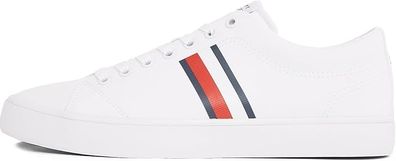 Tommy Hilfiger Men's Vulcanized Sneakers Core Stripes Mesh Low Top, White, EU 44, UK 10