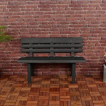 2 Seater Plastic Weatherproof Outdoor Garden Bench Heavy Durable Waterproof Patio Furniture Perfect for Patio Deck or Balcony