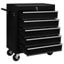 Workshop Tool Trolley with 5 Drawers Black Image 3