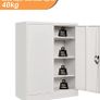Metal Storage Cabinet with 2 Door and 3 Adjustable Shelves, 109CM Tall Storage Cupboard with Lock for Home, Office, Warehouse, 109 x 40 x 90 cm (Light Grey) Image 8