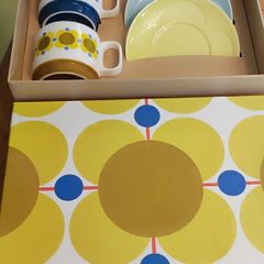 Orla Kelly Atomic Flower set of 2 Cappuccino Tea Cup& Saucers Set