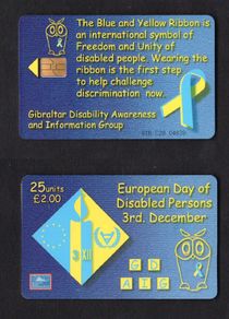 2000 Gibraltar 25 unit Disabled Persons Day (Siemens - S5 (Module 33)) Phonecard