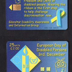 2000 Gibraltar 25 unit Disabled Persons Day (Siemens - S5 (Module 33)) Phonecard