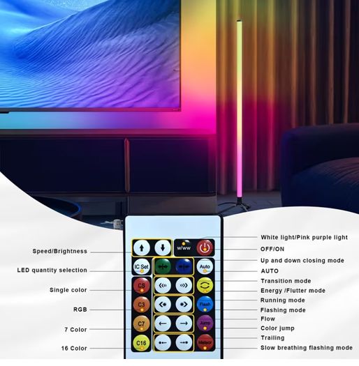 1pc LED RGB Ambient Light with Sound Sensor, USB-Powered Infrared Remote Control