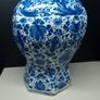 Large 18th Century Delft Blue White Vase 27cm Hand Painted Floral Bird Ceramic Image 3