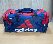 Adidas Duffle Bag - Blue Red Gym Travel Sports - Spell Out - 90s