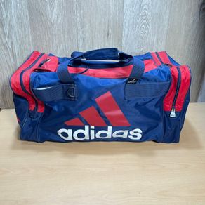 Adidas Duffle Bag - Blue Red Gym Travel Sports - Spell Out - 90s
