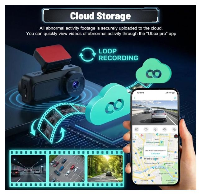 4G LTE Dash Cam with Live Remote Viewing, 1080P Dual Car Security Camera (Front and Cabin)