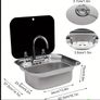 campervan sink with taps and glass lid Image 4