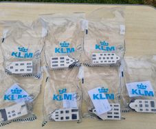 Collection of 7 porcelain miniature KLM Delft Blue houses