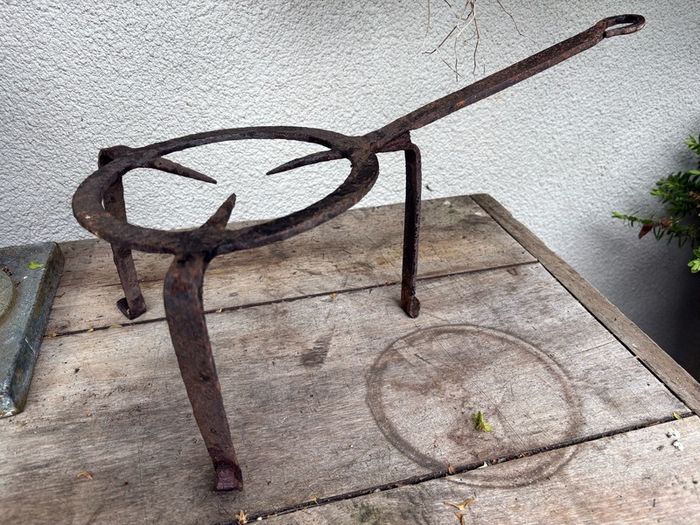 19 th Century Hand Forged wrought iron Fire Hearth Trivet