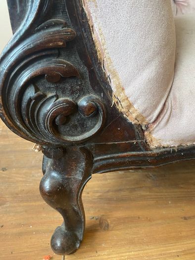 Antique Victorian Mahogany Chaise Lounge / Lougue