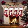 Large Christmas Stocking Set of 4, 18 Inch Red Christmas Stockings with Reindeer and Plush Faux Fur Cuff Hanging Stockings for Family Holiday Xmas Party Decorations Image 5